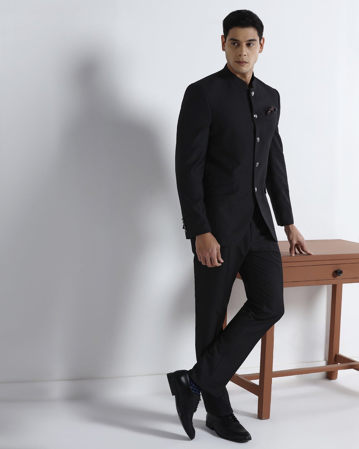 Black Two Piece Textured Suit - Micon