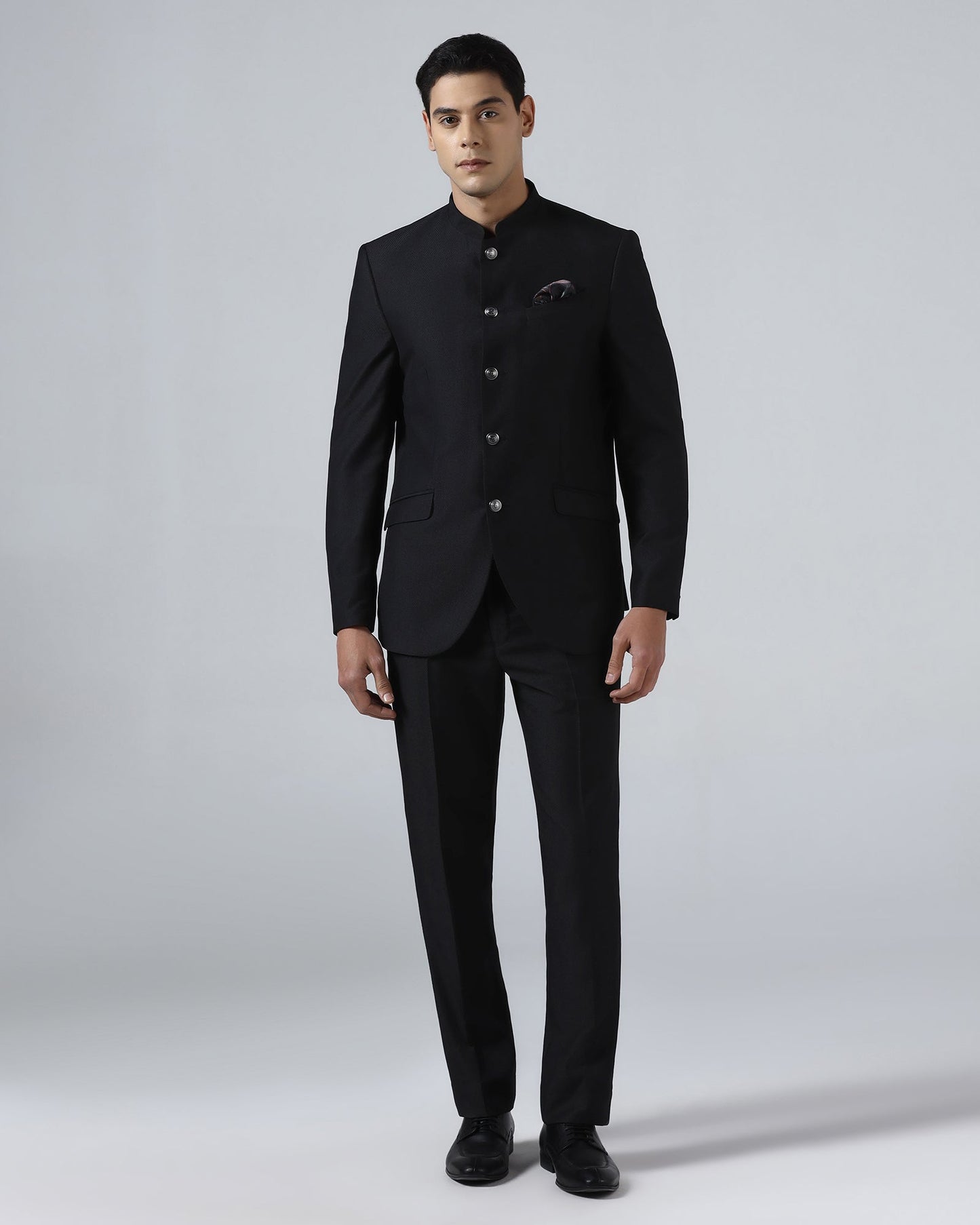 Black Two Piece Textured Suit - Micon