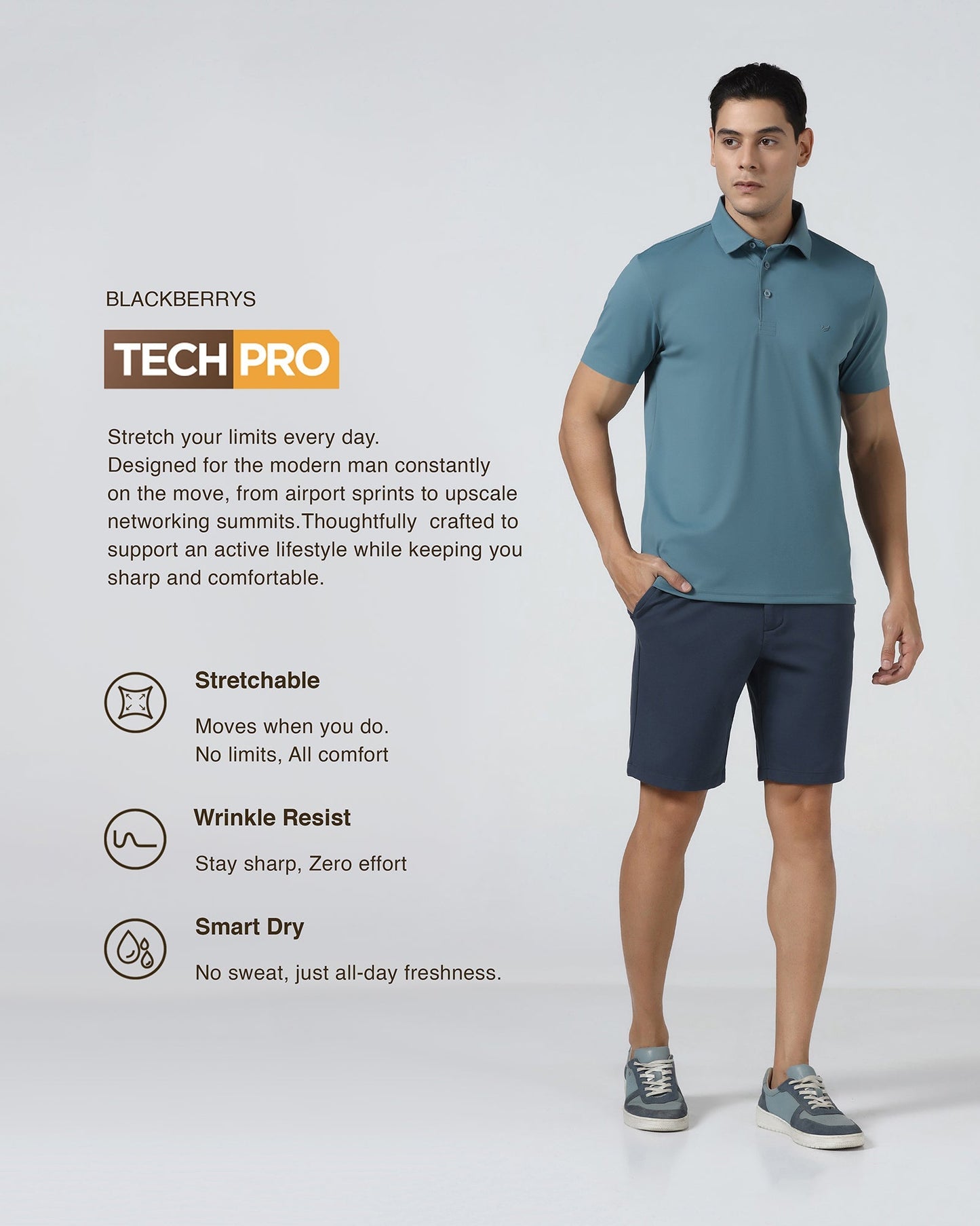 Blue TechPro Textured Polo - Hina