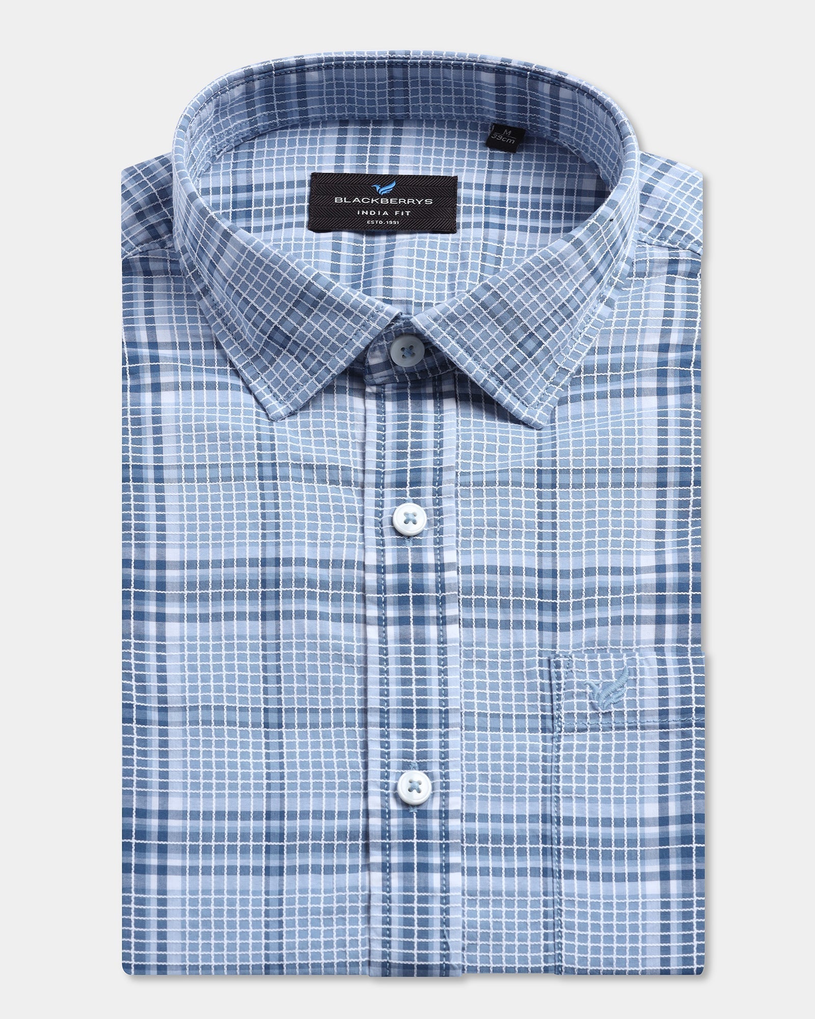Blue Half Sleeve Check Shirt - Farlen