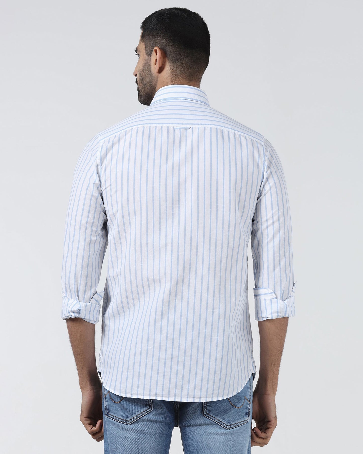 Blue Linen Stripe Shirt - Marzel