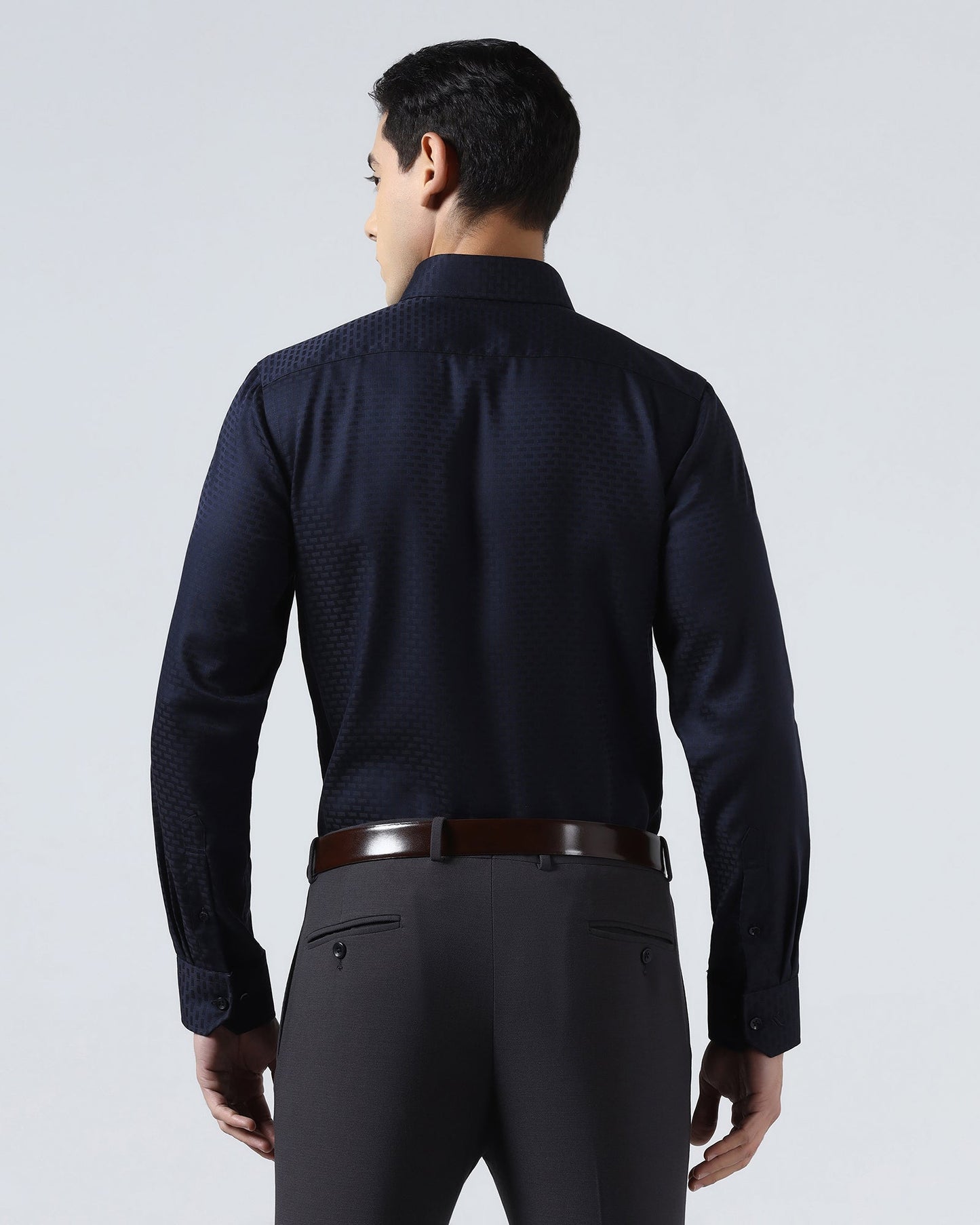 Blue Non Iron Textured Shirt - Elodie