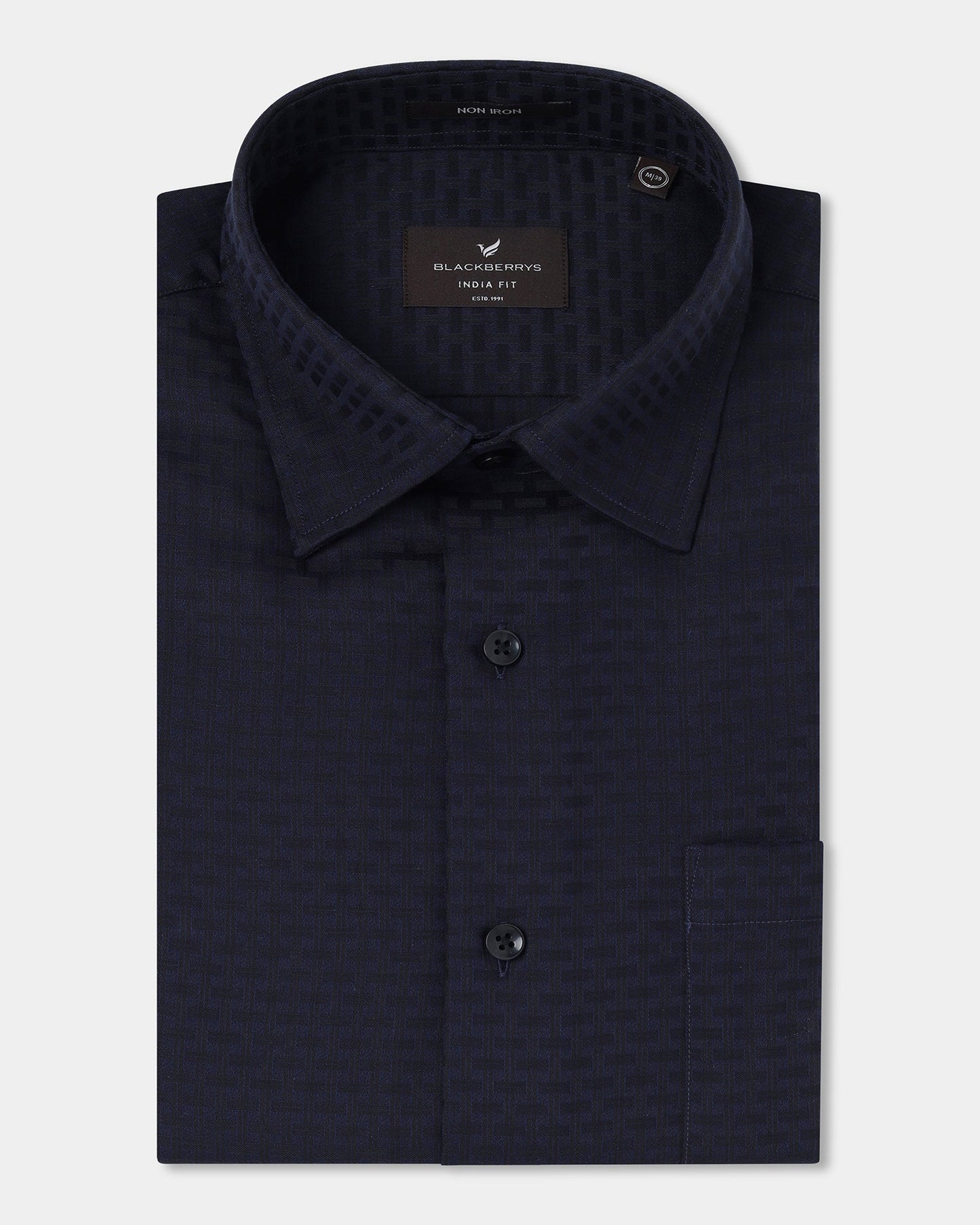 Blue Non Iron Textured Shirt - Elodie
