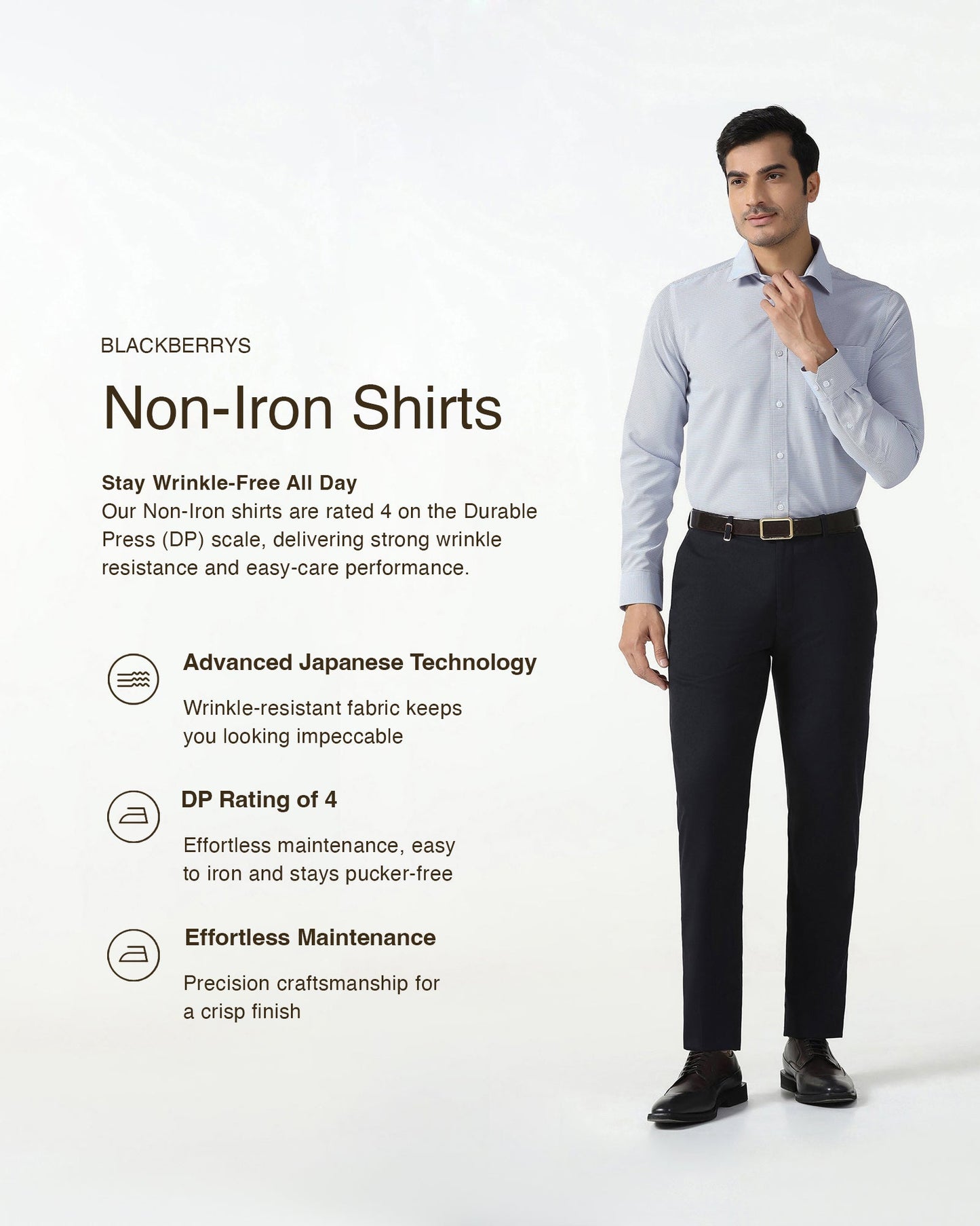 Blue Non Iron Textured Shirt - Rise