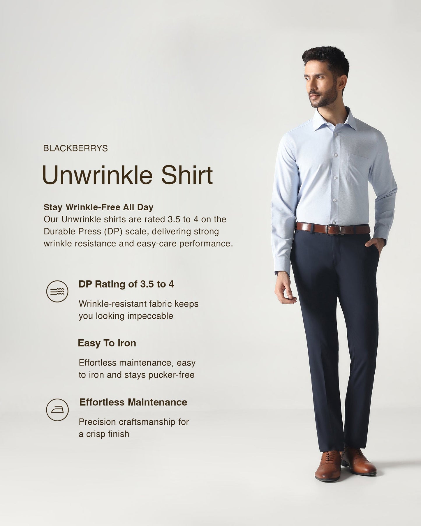 Blue Non Iron Textured Shirt - Russel