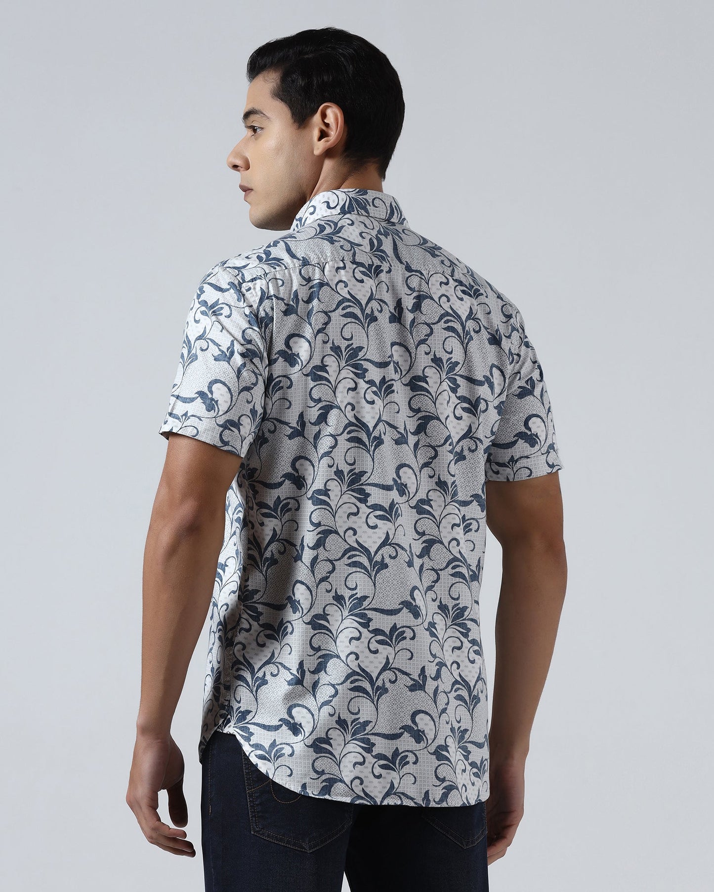 Blue Half Sleeve Printed Shirt - Lenard