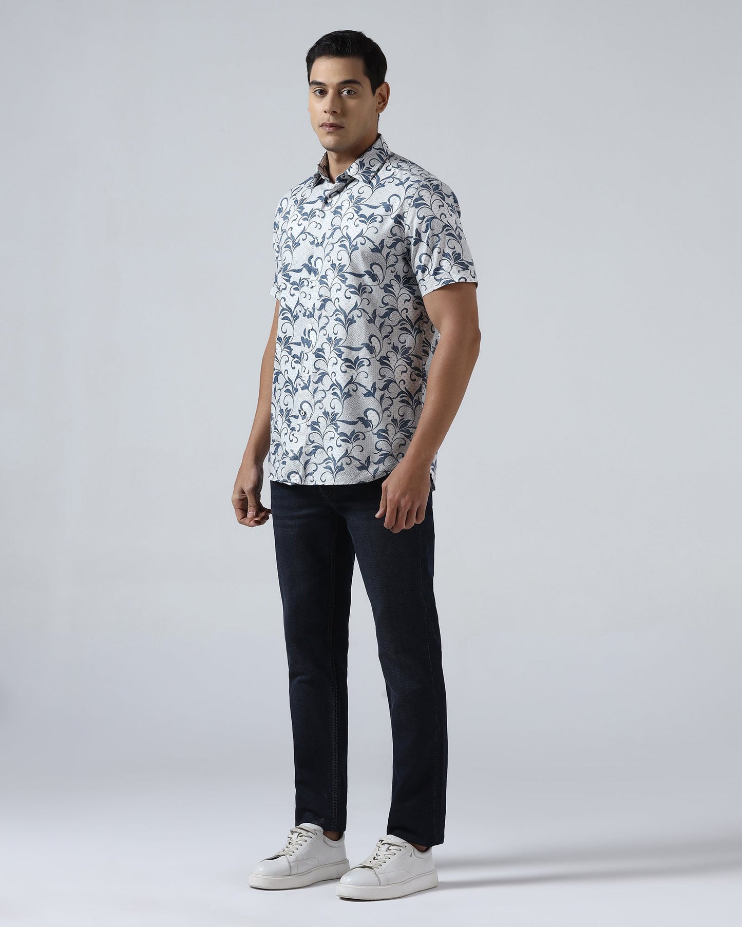 Blue Half Sleeve Printed Shirt - Lenard