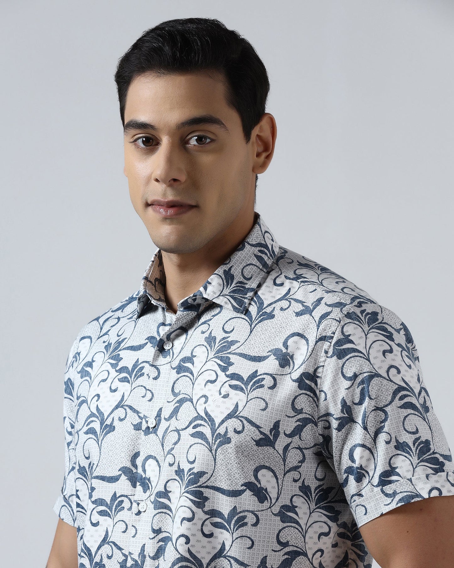 Blue Half Sleeve Printed Shirt - Lenard