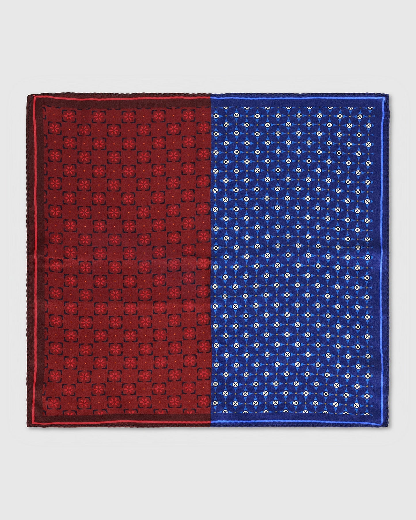 Blue Printed 100% Silk Pocket Square - Westleigh