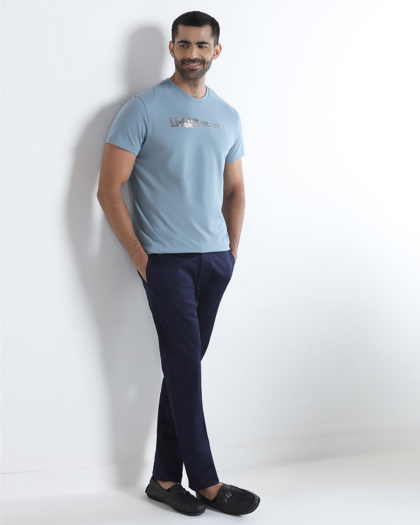 Blue Textured Khakis - Aspen