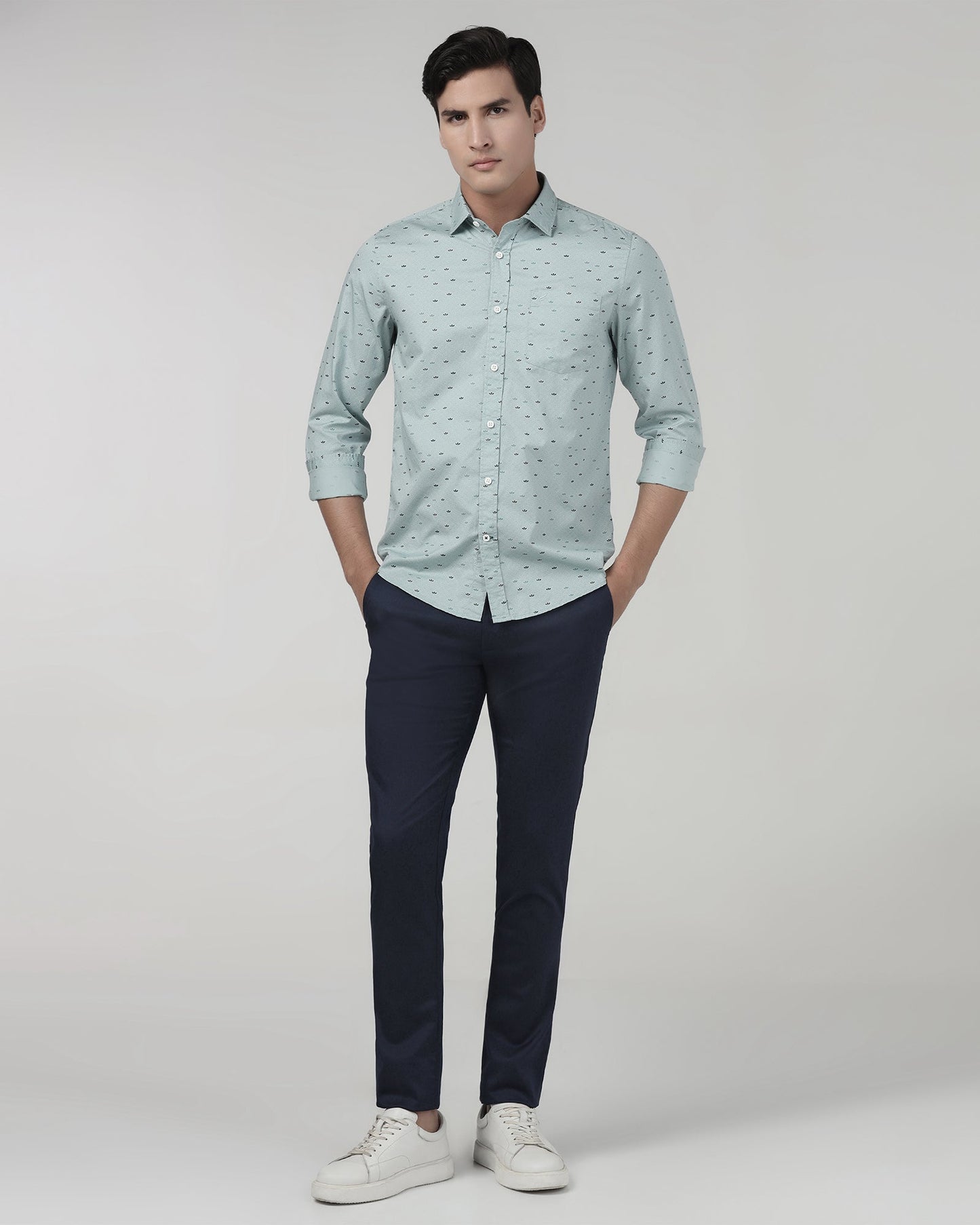 Blue Textured Khakis - Aspen