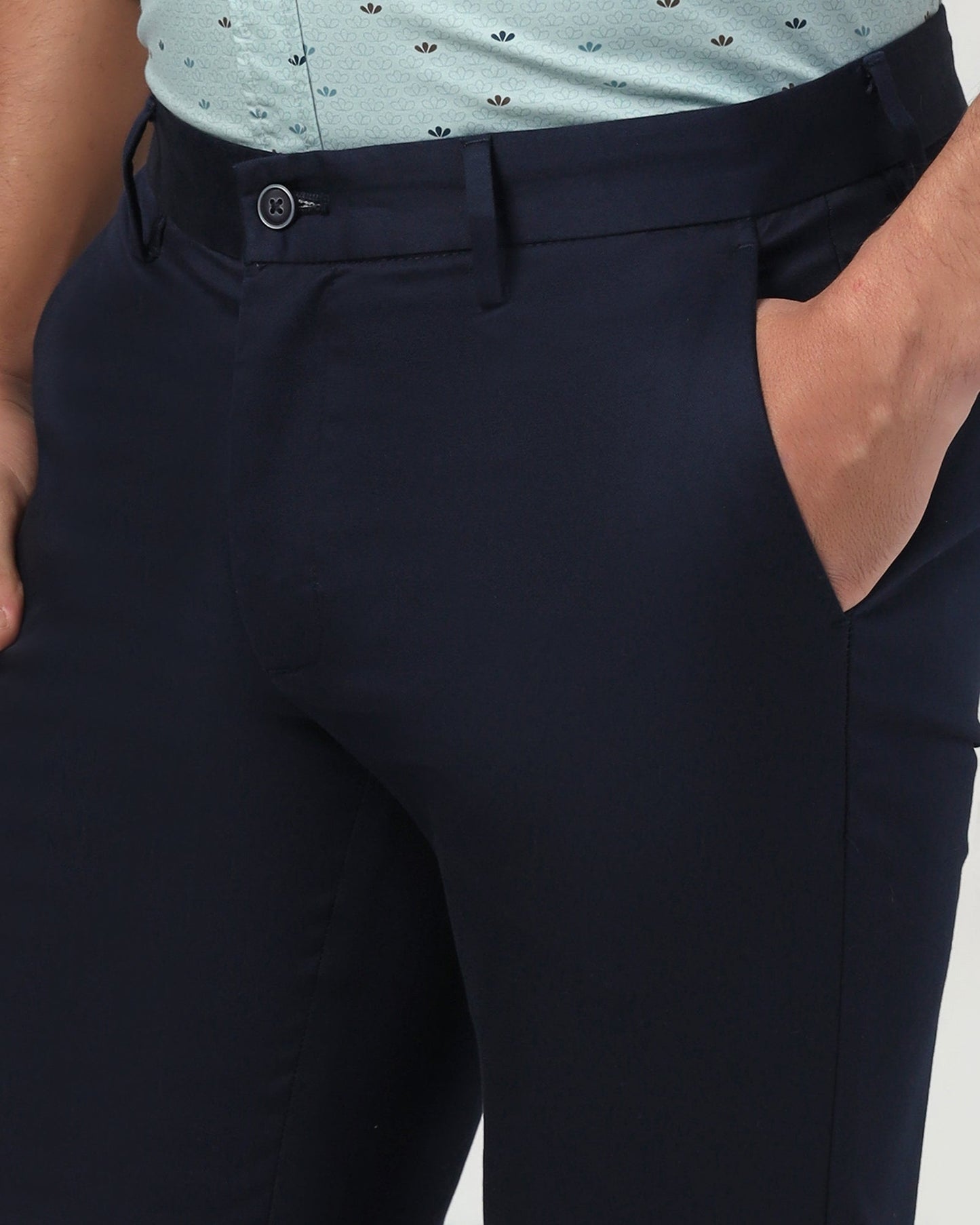 Blue Textured Khakis - Aspen