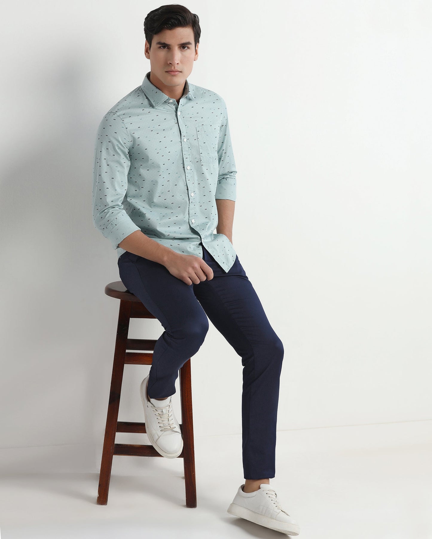 Blue Textured Khakis - Aspen
