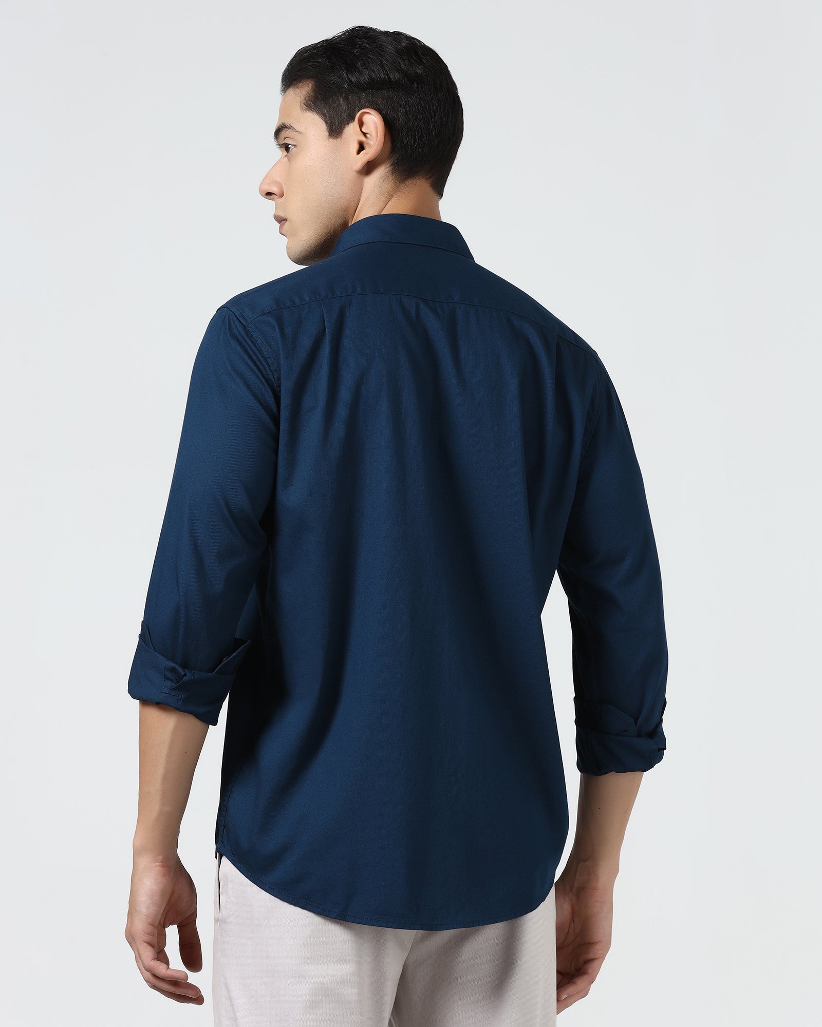 Blue Textured Shirt - Nuvan