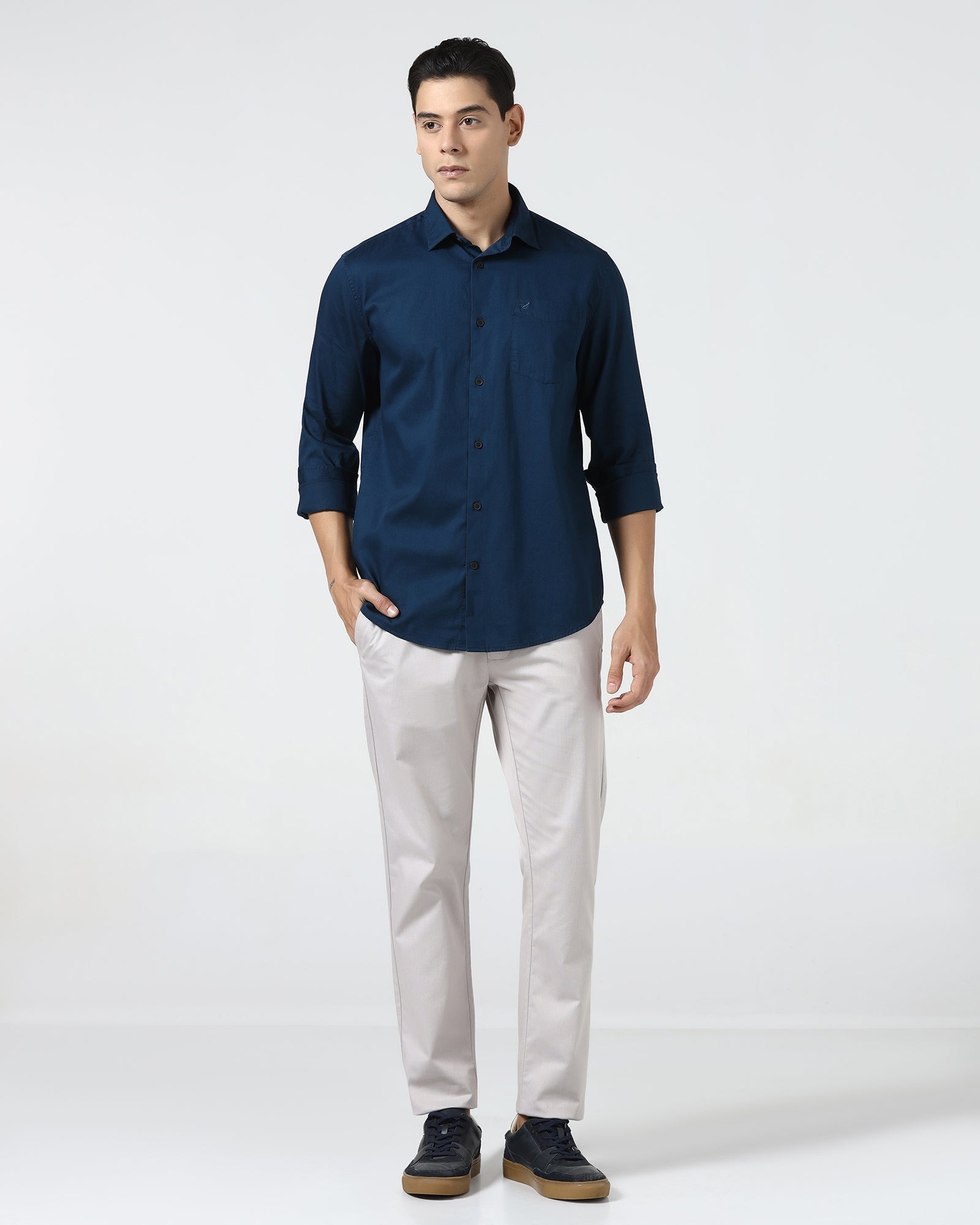 Blue Textured Shirt - Nuvan