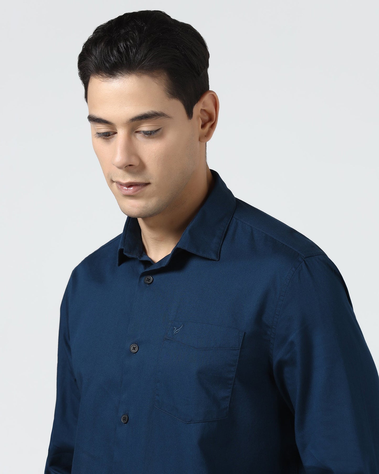 Blue Textured Shirt - Nuvan