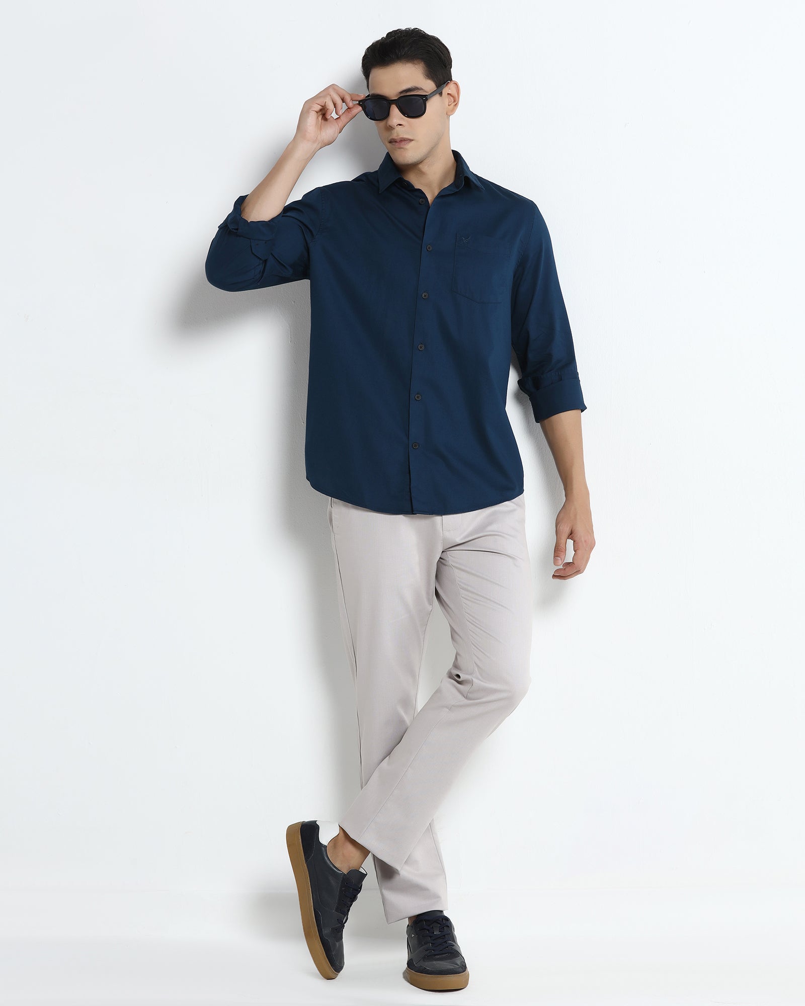 Blue Textured Shirt - Nuvan