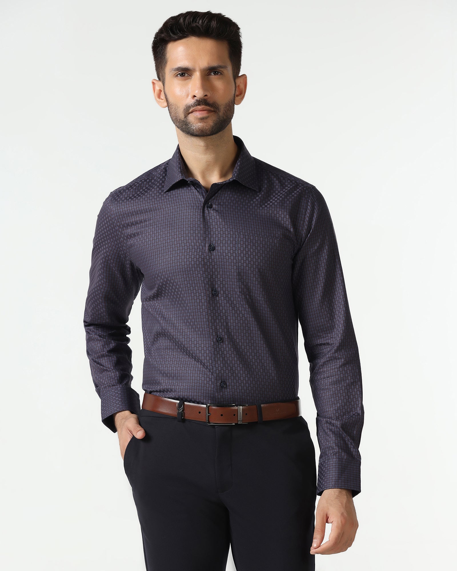 Blue Textured Shirt - Roster
