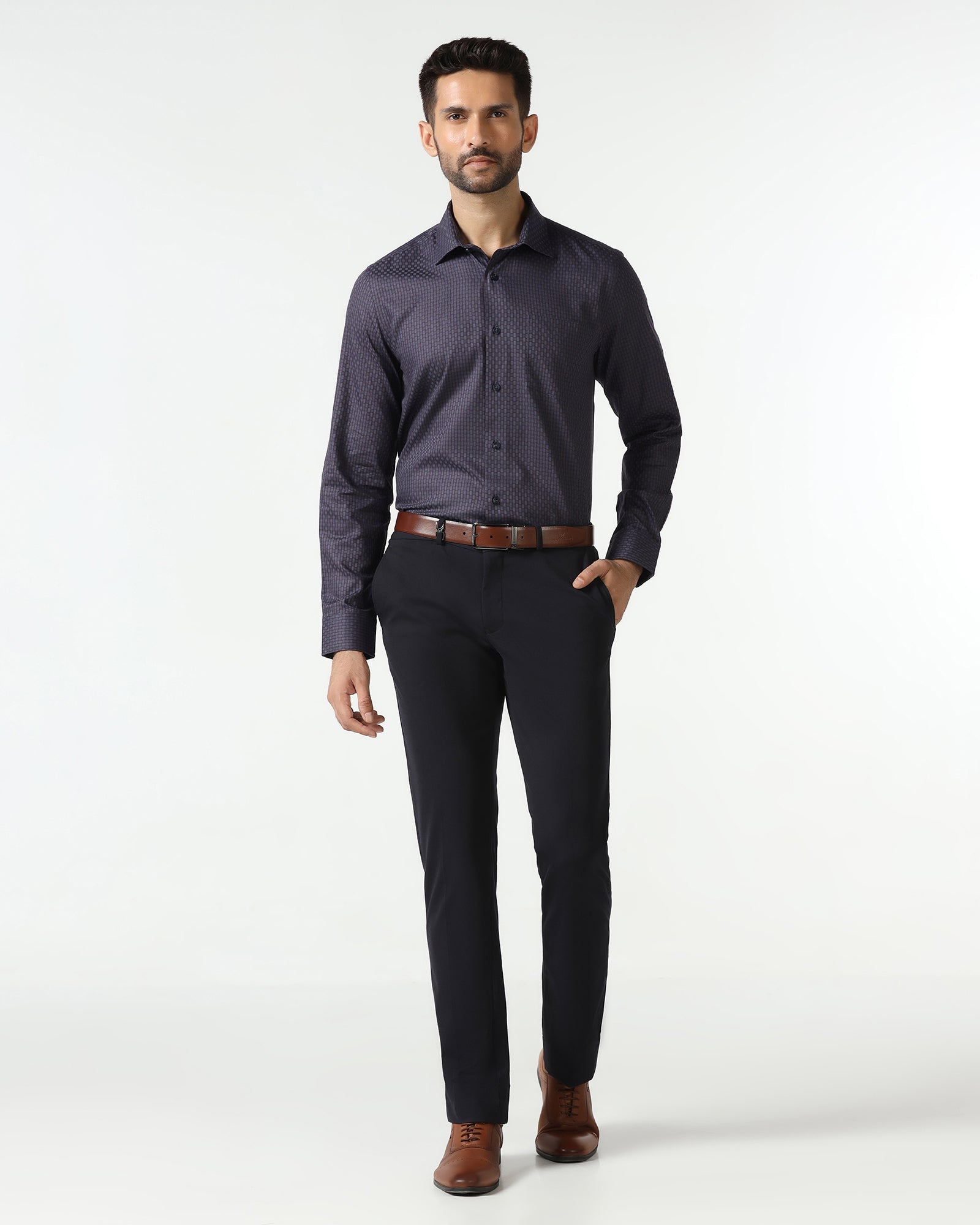 Blue Textured Shirt - Roster