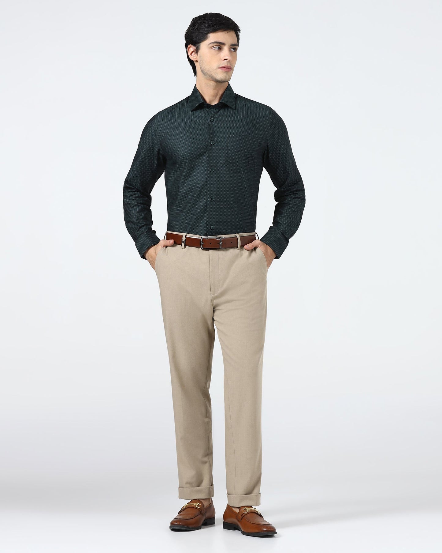 Bottle Green Textured Shirt - Atlas