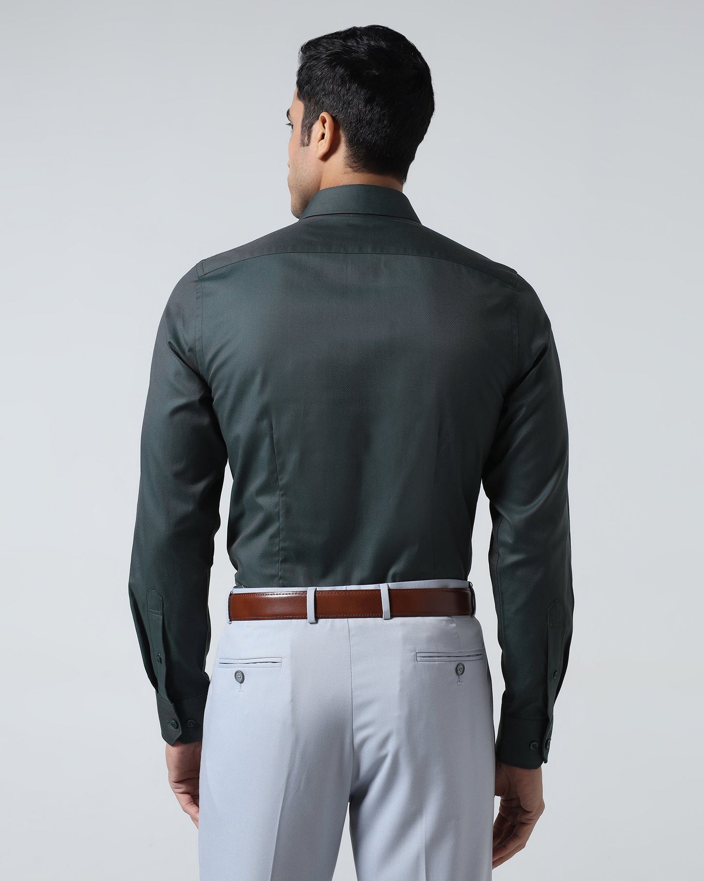 Bottle Green Textured Shirt - Magnus