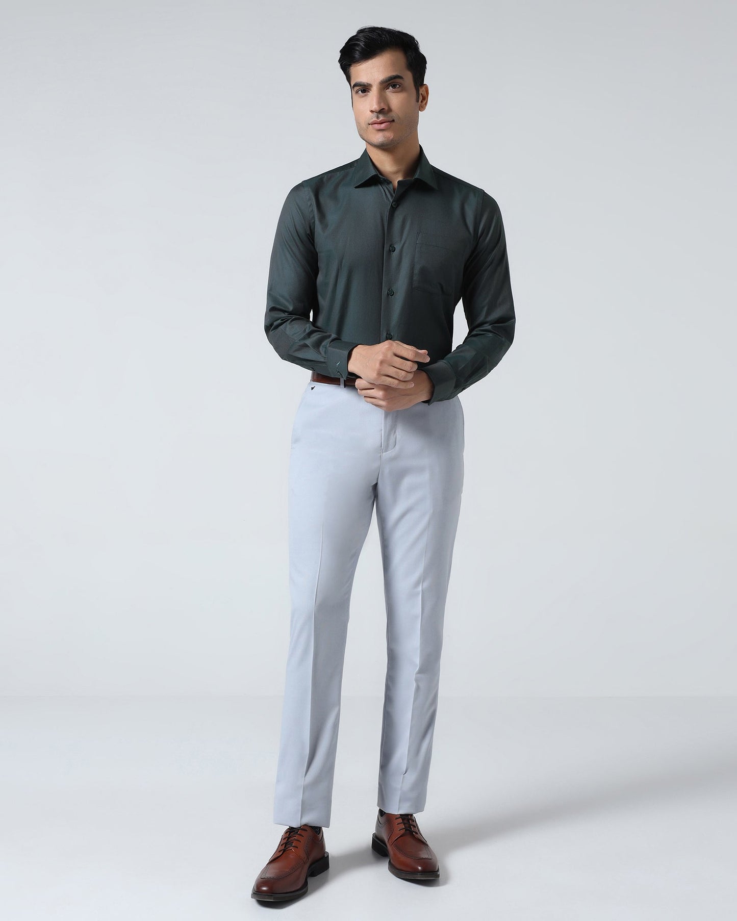 Bottle Green Textured Shirt - Magnus