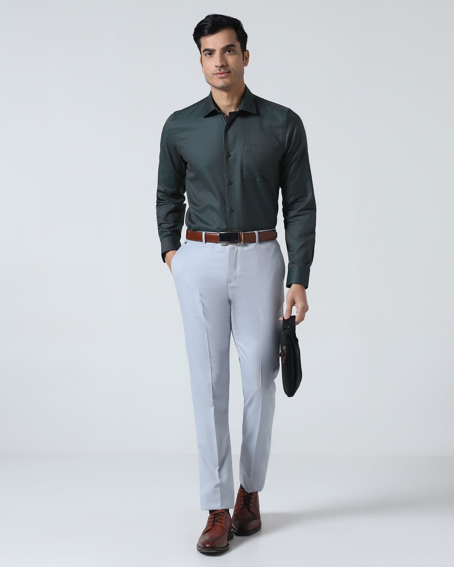 Bottle Green Textured Shirt - Magnus