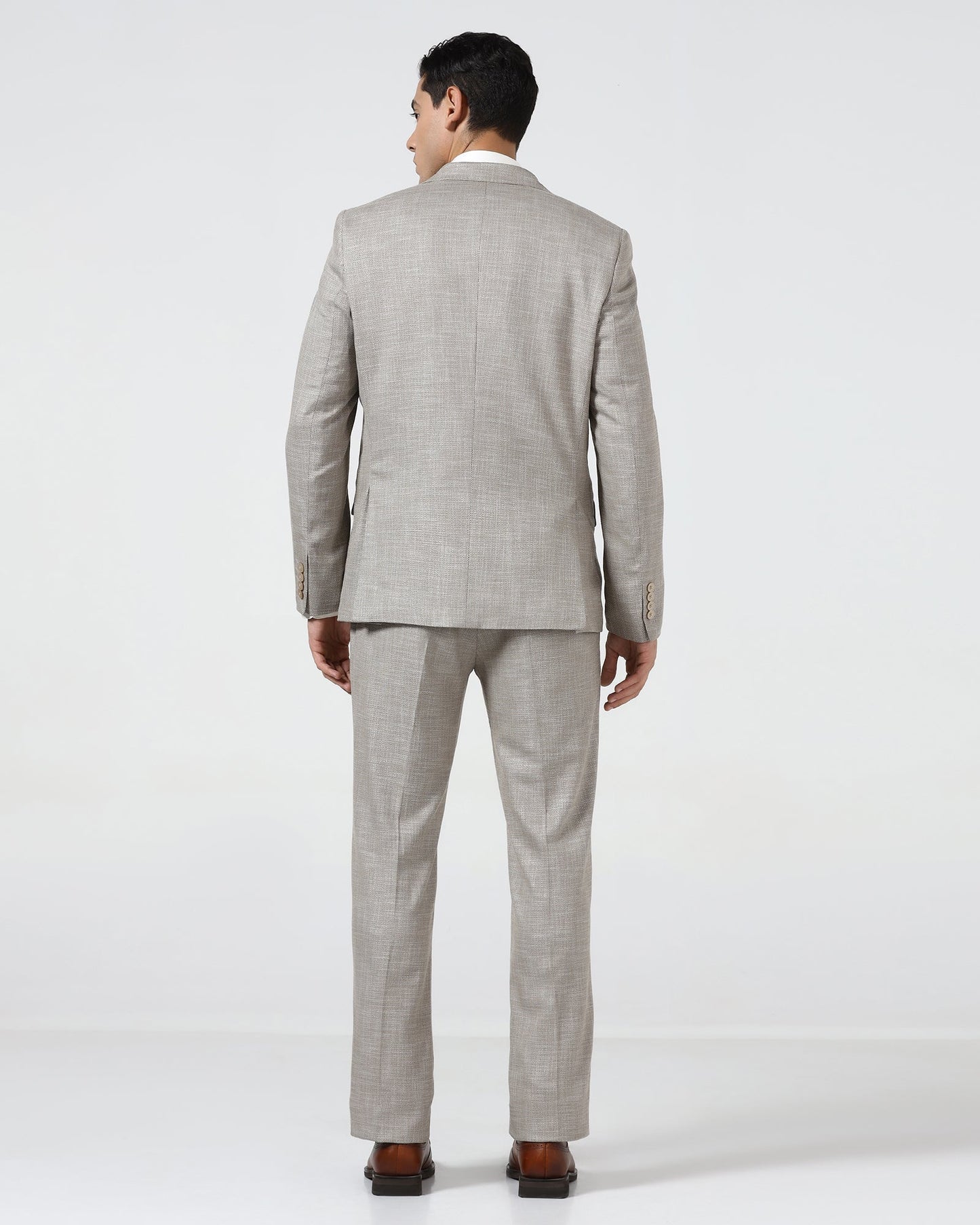 Brown Three Piece Textured Suit - Dayle