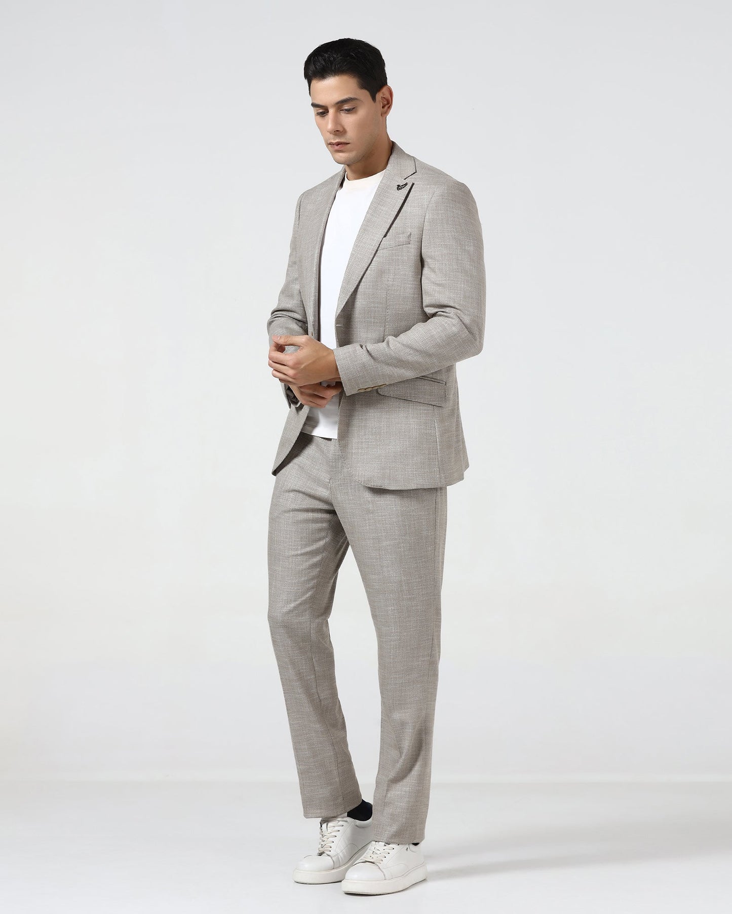 Brown Three Piece Textured Suit - Dayle