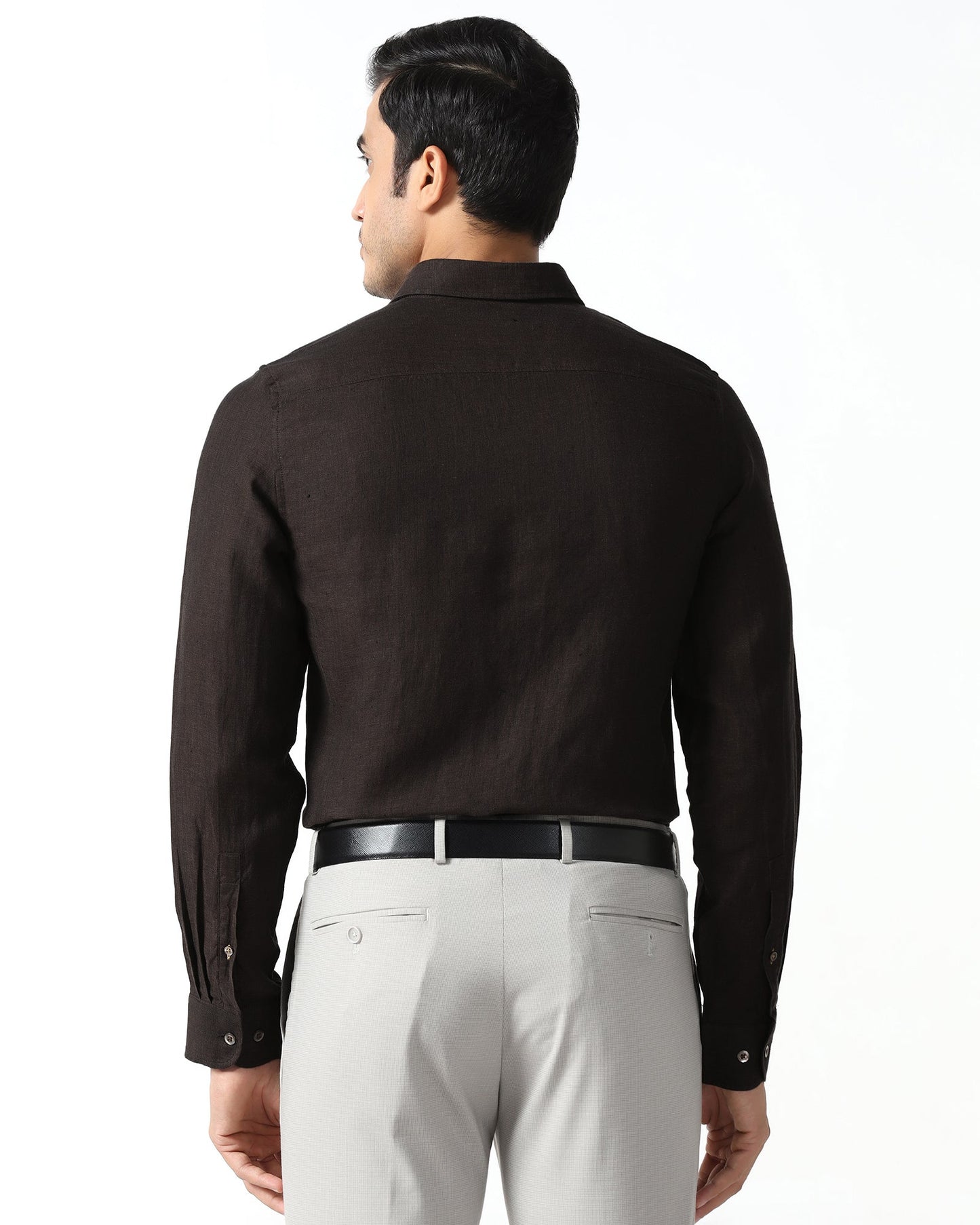 Brown Linen Solid Shirt - Bayek