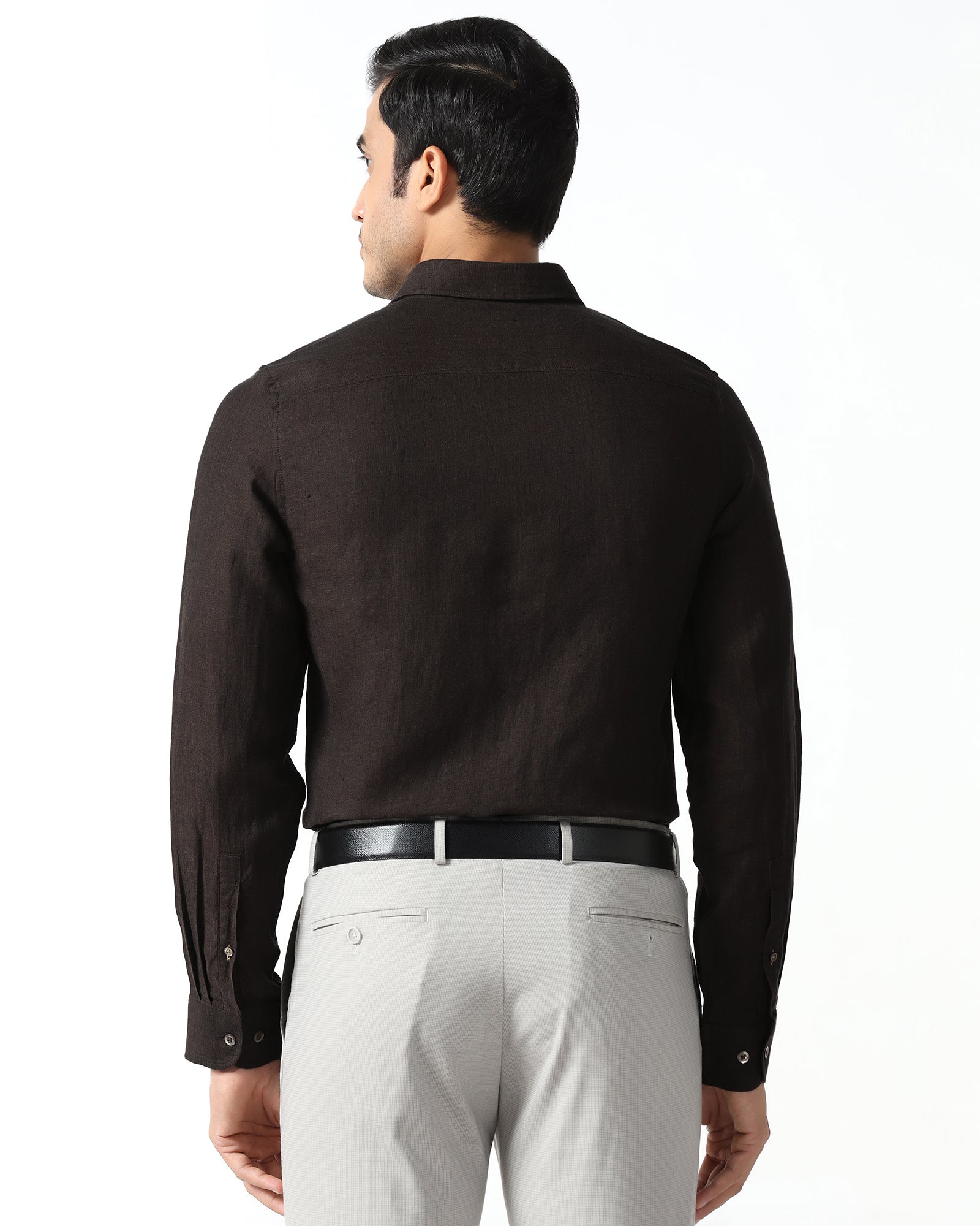 Brown Linen Solid Shirt - Bayek