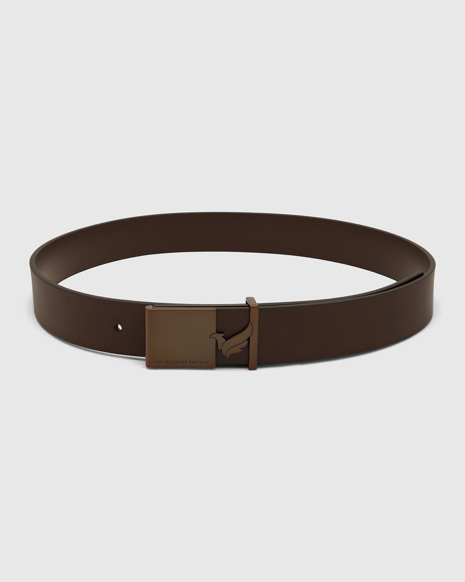 Leather Brown Solid Belt - White
