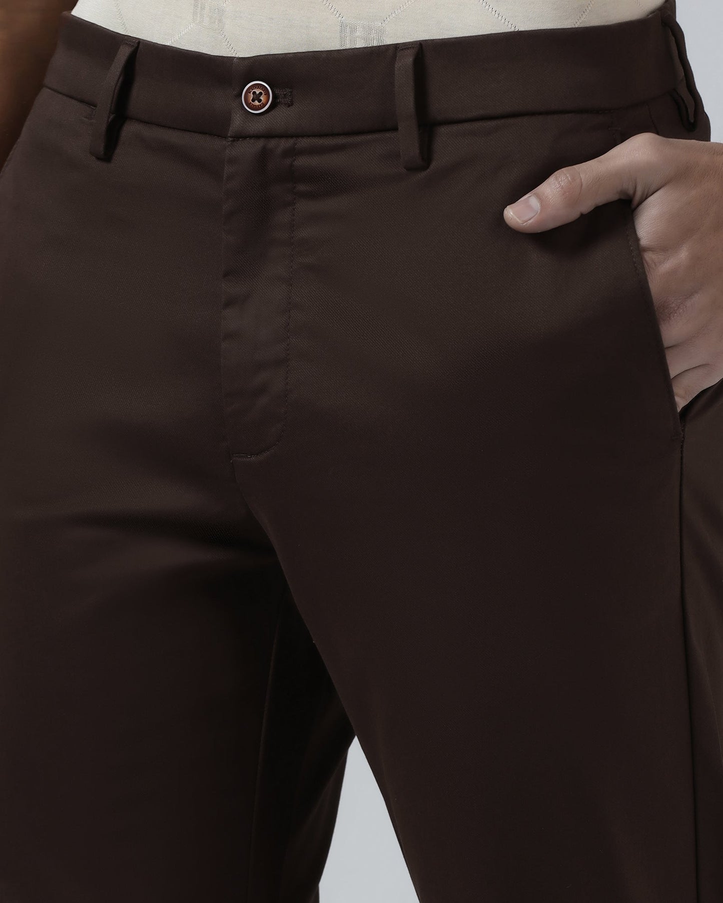 Brown Solid Khakis - Elm
