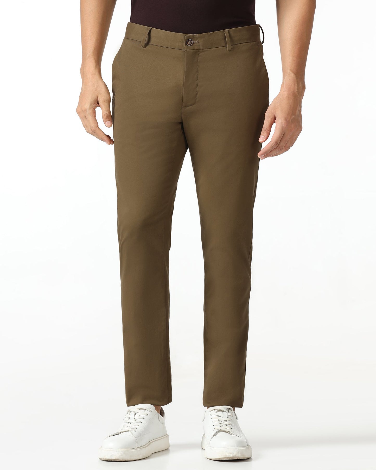 Brown Solid Khakis - Mario
