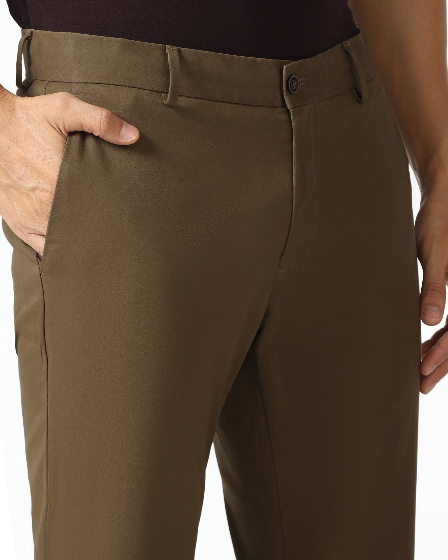 Brown Solid Khakis - Mario