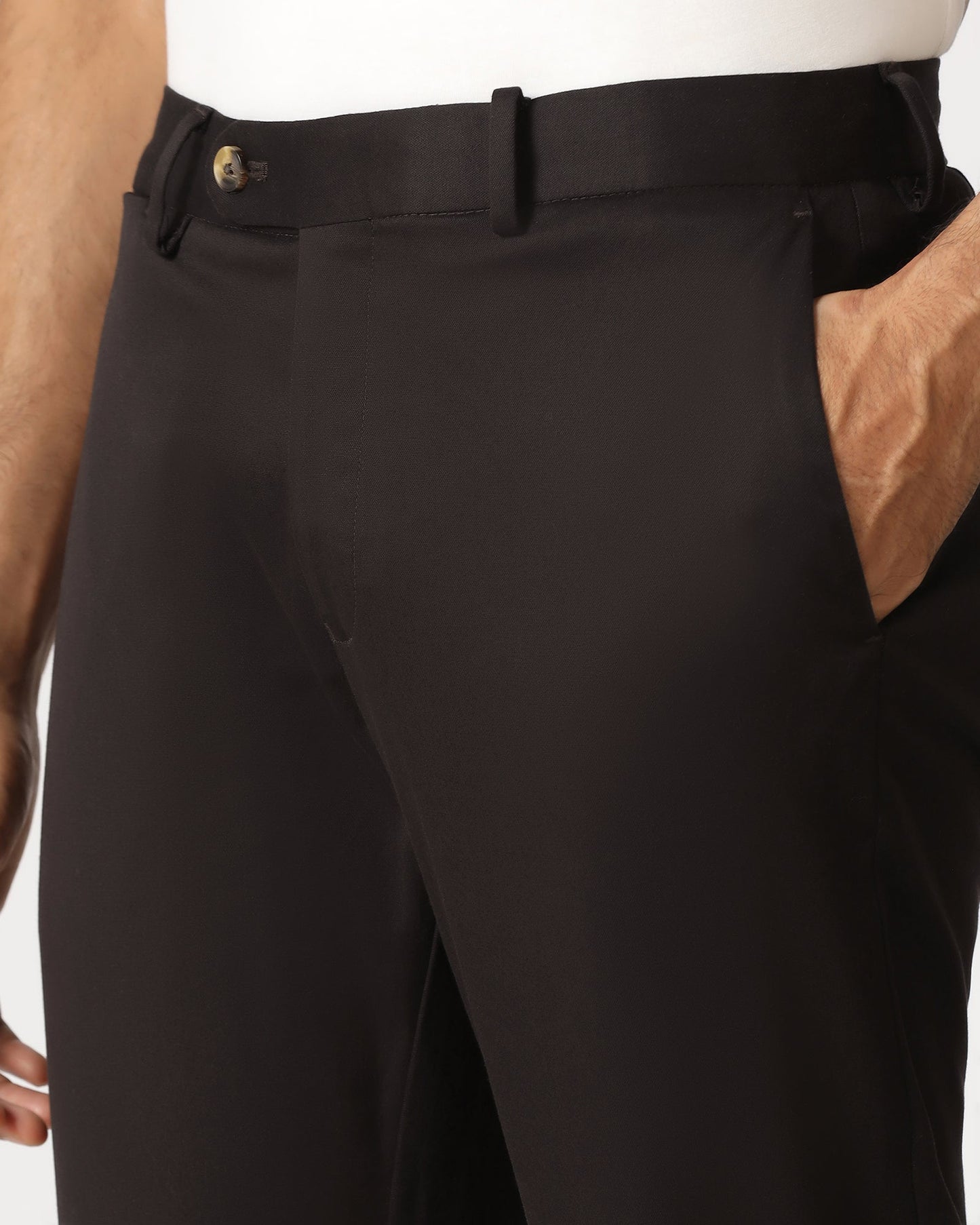 Brown Solid Khakis - Thale