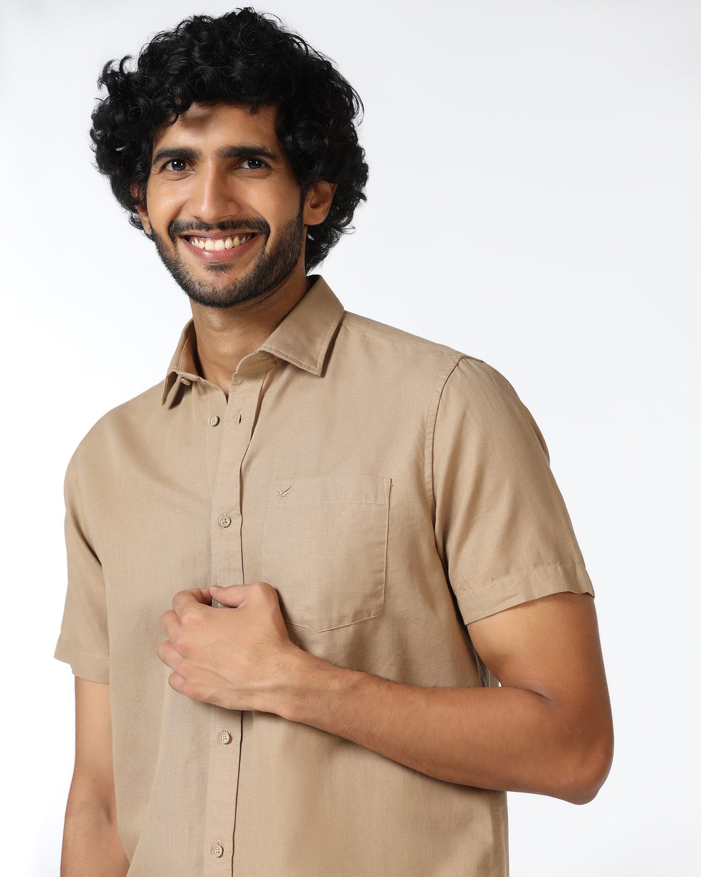 Brown Half Sleeve Solid Shirt - Axar