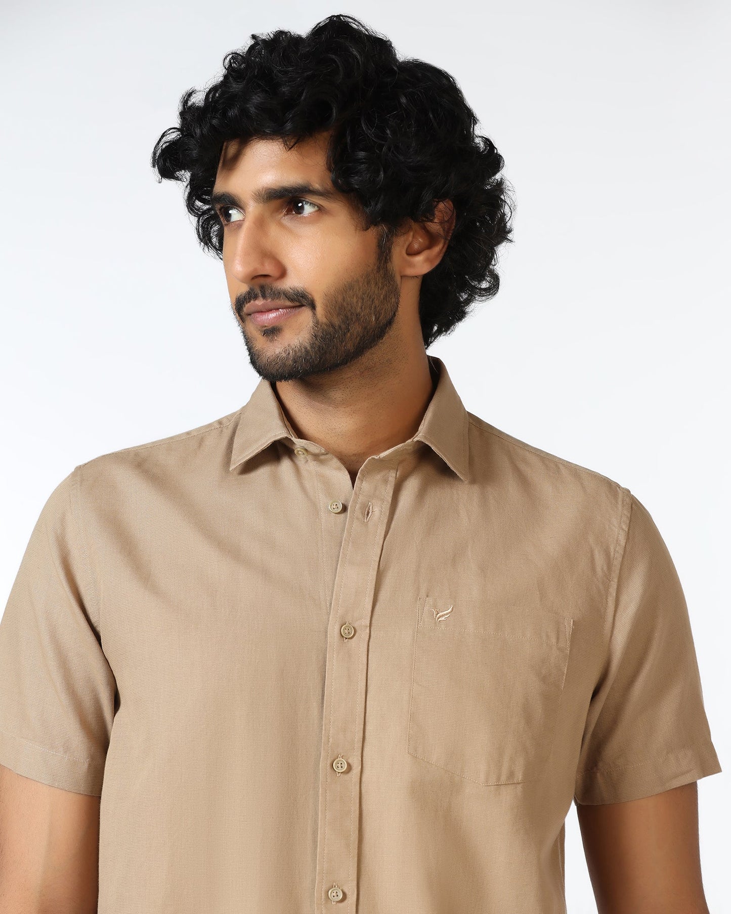 Brown Half Sleeve Solid Shirt - Axar