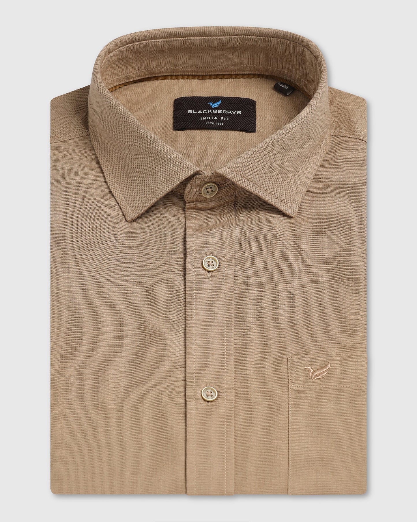 Brown Half Sleeve Solid Shirt - Axar