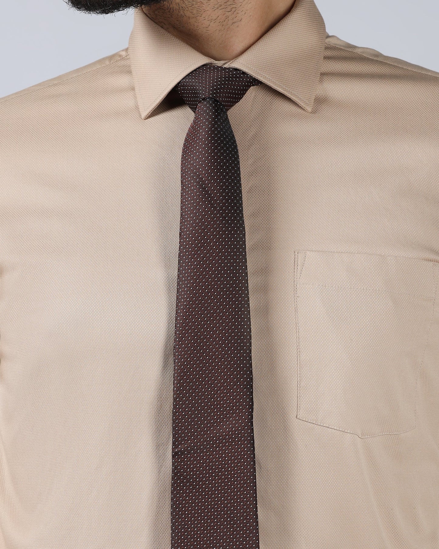 Brown Solid Tie - Widolan