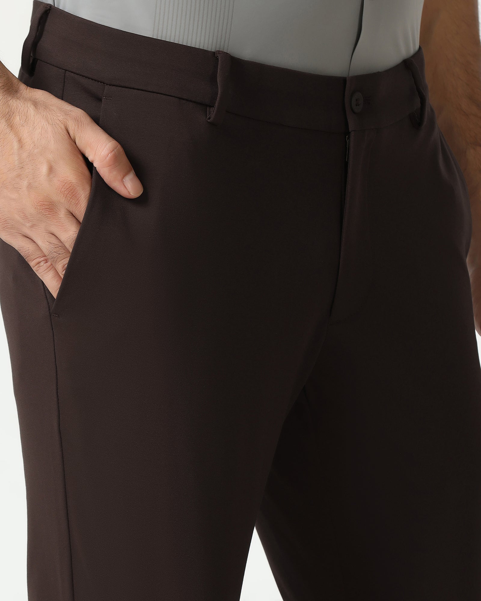 Brown Techpro Solid Khakis - Ziea