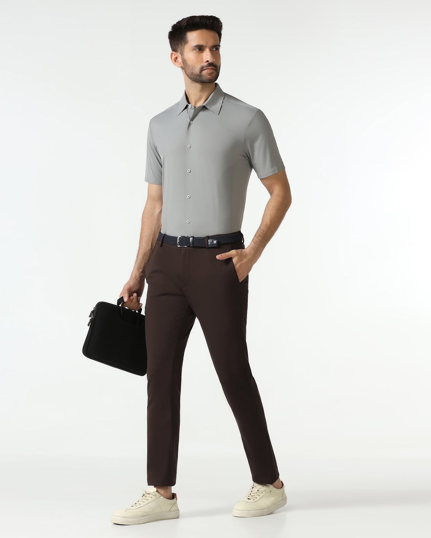 Brown Techpro Solid Khakis - Ziea