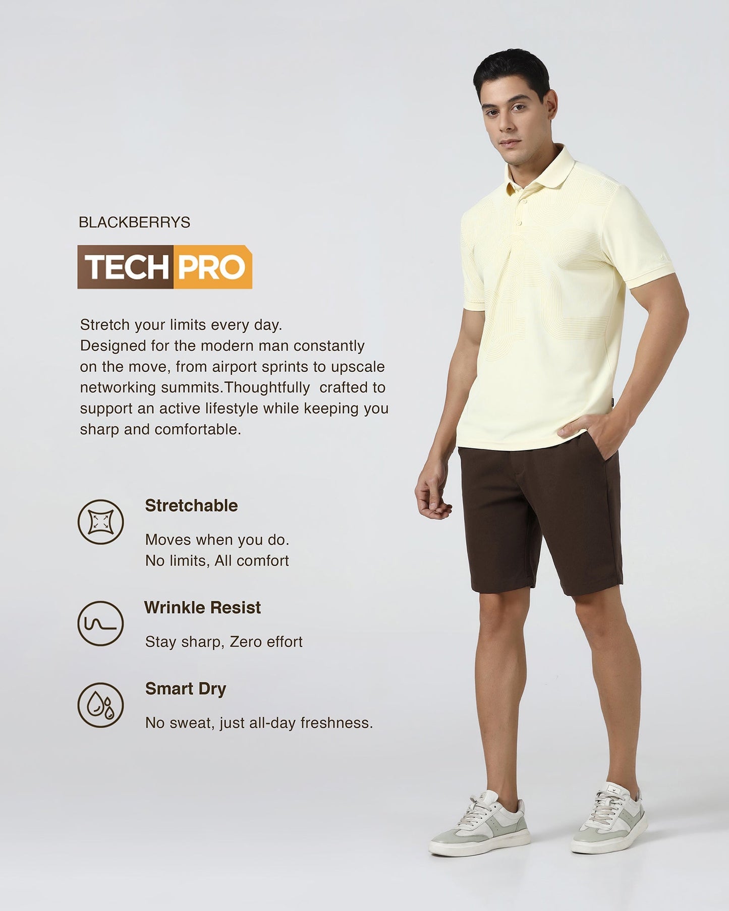 Brown TechPro Solid Shorts - Serry
