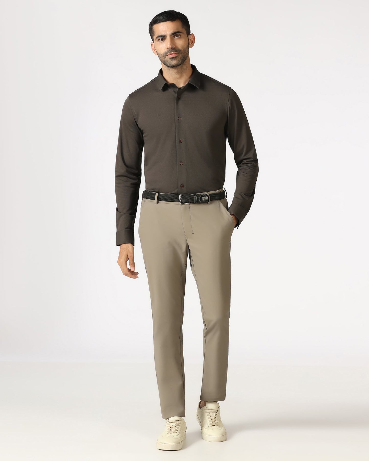 Brown Techpro Stripe Shirt - Keish
