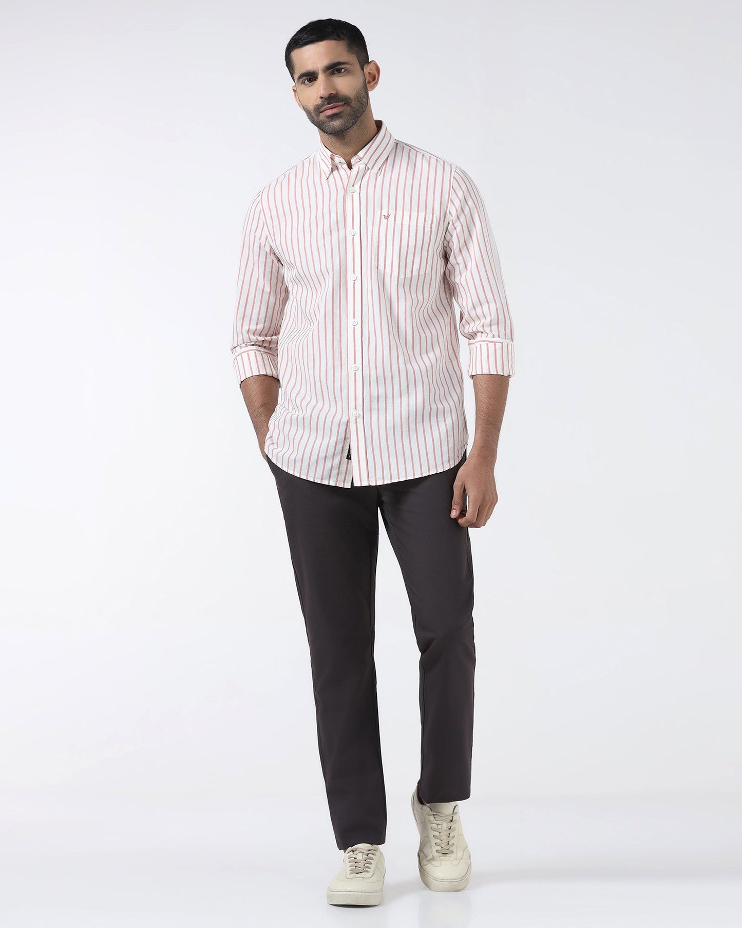 Brown Textured Khakis - Oak