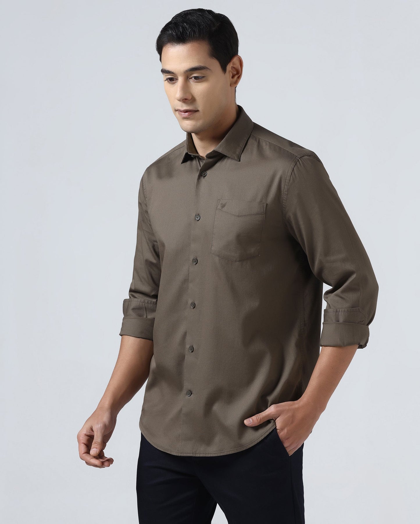 Brown Textured Shirt - Nuvan
