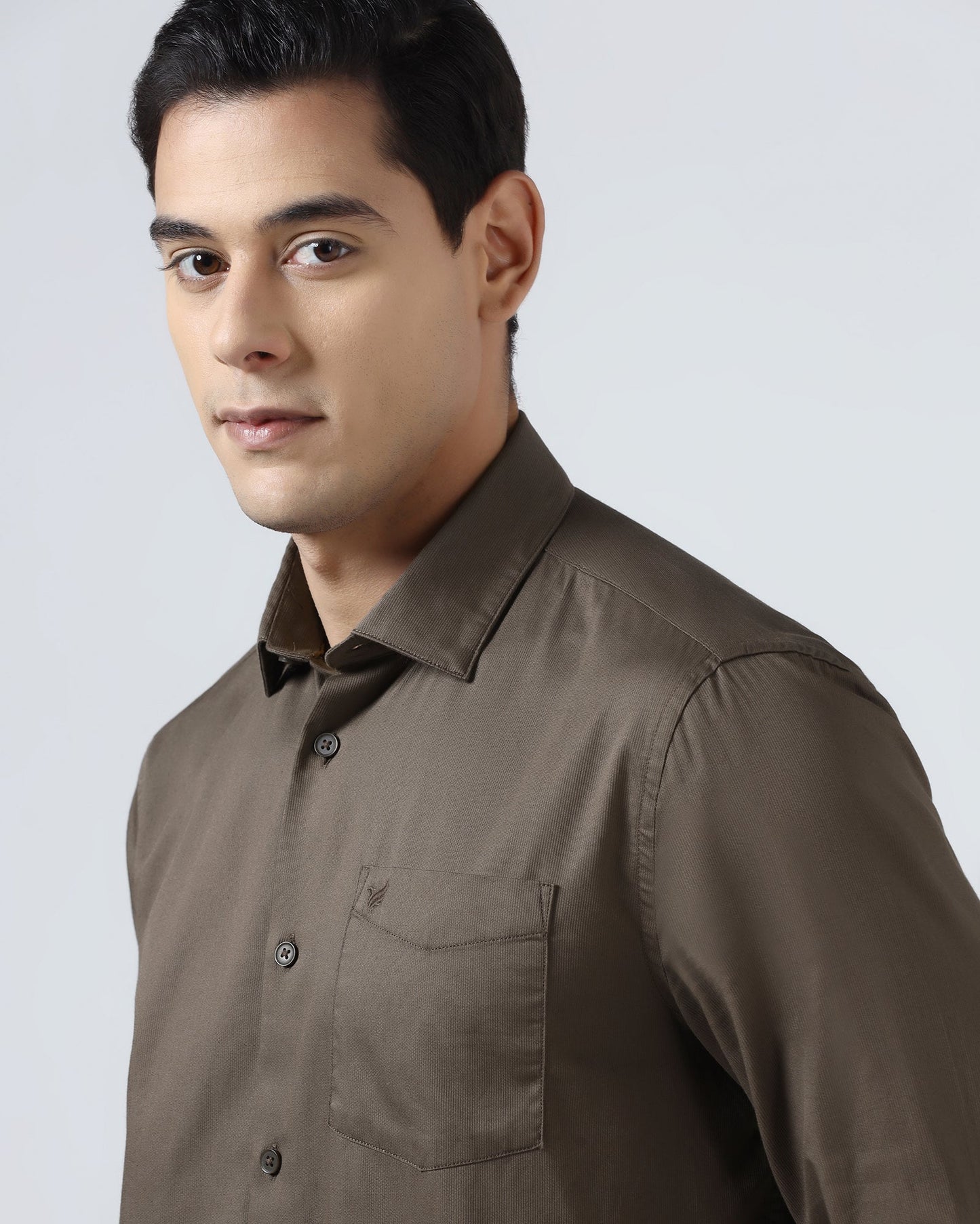 Brown Textured Shirt - Nuvan
