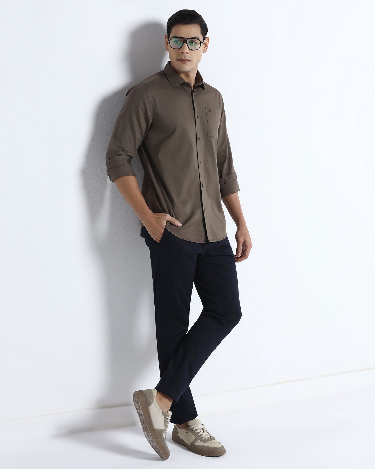 Brown Textured Shirt - Nuvan