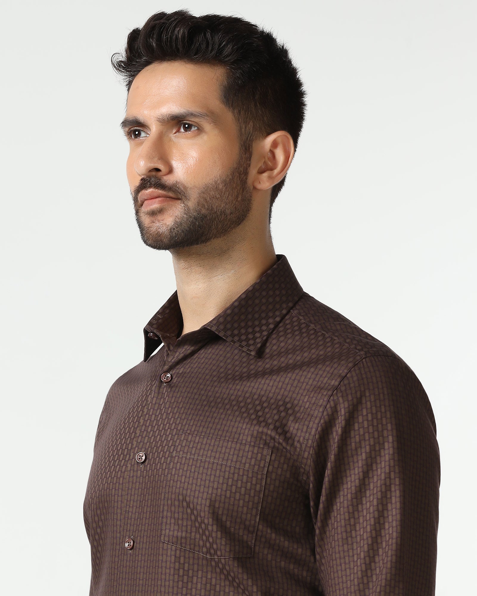 Brown Textured Shirt - Roster