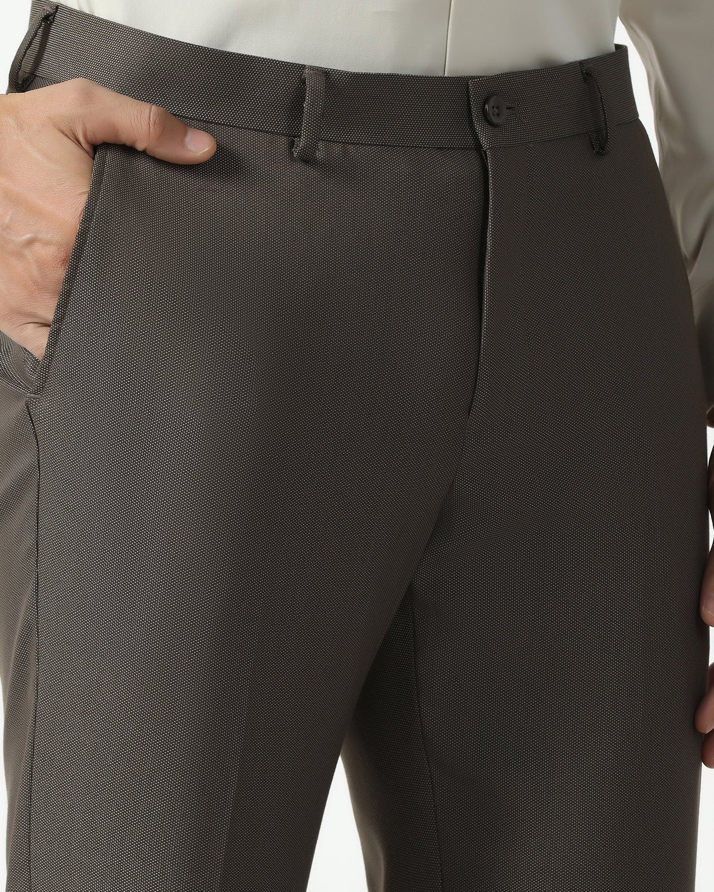 Brown Textured Trouser - Monk